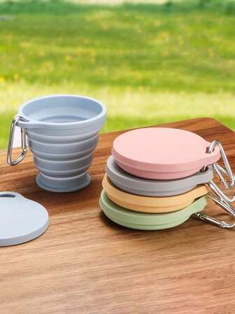 1 pieza Taza de viaje plegable de silicona, Taza de camping plegable de silicona con tapas, Taza plegable de silicona para viajes, Taza telescópica, Taza portátil expandible reutilizable, Taza portátil para beber, Taza para exteriores, Taza deportiva, Taza plegable de silicona, Taza de silicona, Tazas plegables con tapa y llavero, Cabe bien en tu bolsillo, Bolso