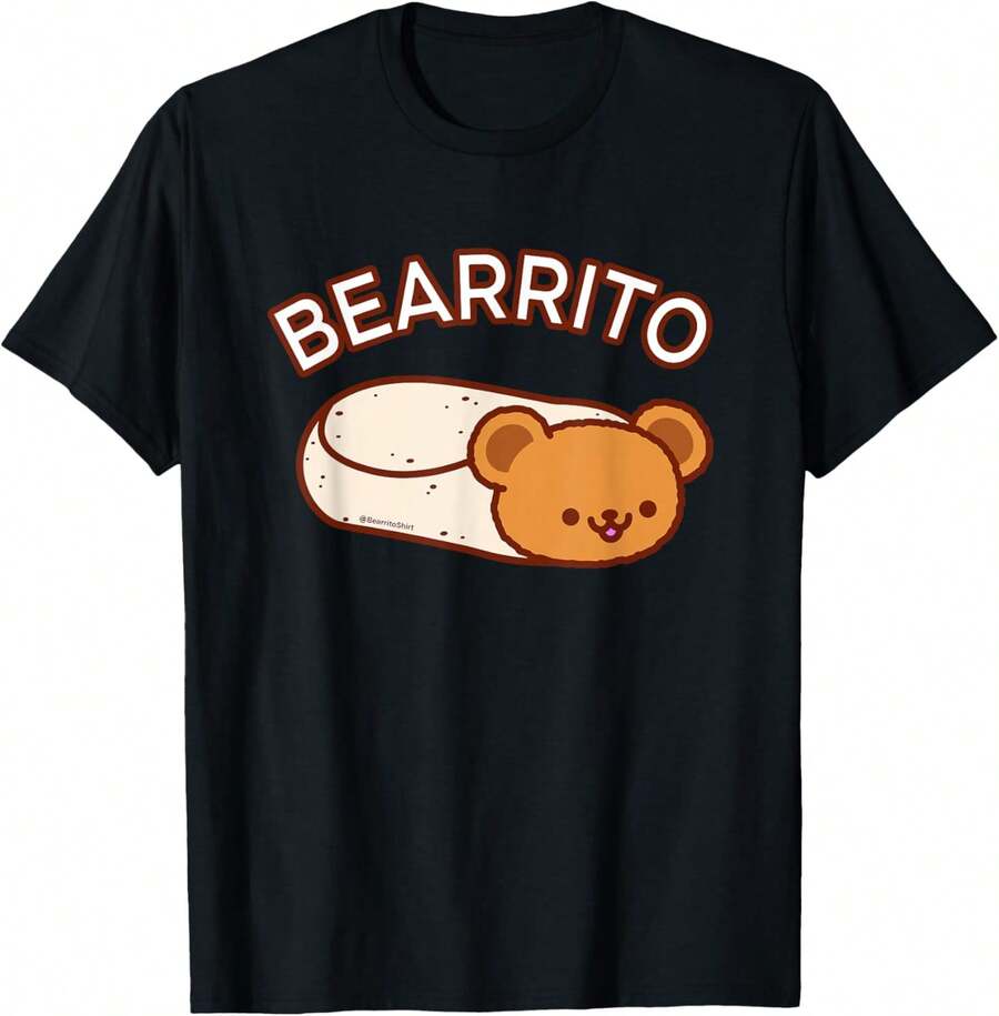 Cute T-Shirt - BEARRITO - Teddy Bear Burrito T-Shirt - 黑色 - 查看 1