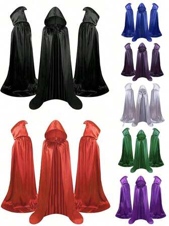 Halloween Hooded Cloak Costume, Man Women Party Cape, Grim Reaper Devil Witch Long Cloak, Festival Party Outfit, Cosplay Costume, Stage Performance Props, Party Decoration Supplies, Halloween Decorations, Masquerade Accessories, Event Cosplay Props, Suitable For Halloween, Christmas, Carnivals, Birthday Parties, And More, The Perfect Gift For Family And Friends