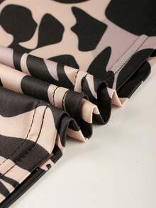 Saias Longas Elásticas com Estampa de Leopardo, Ajuste Regular, Colorblock Sexy de Verão, para Festas Femininas - Castanho - Visão 7