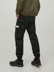 GRDR Men's Streetwear Casual Cargo Jogger Pants - Black - View 4