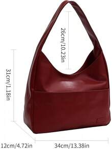Tote Bags Women Large Vegan Faux Leather Hobo Purse Soft Casual Retro Shoulder Handbag Bag Everyday Use - 紅色 - 查看 2