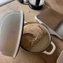 24cm emaillierter gusseiserner Dutch Oven - runder Deckel mit doppeltem Griff, ideal für selbstgemachtes Sauerteigbrot, Backen Zuhause (Brot/Desserts/Gebäck), Familienessen, Partyausstattung