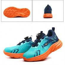 男女通用旋转扣鞋，新款舒适钢头鞋，男士防砸防刺穿气垫工作鞋，轻便透气工业建筑防护鞋，男女通用四季劳保鞋 - 藍橘色 - 查看 9