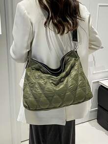 Bolso de mano para mujer, bolso ligero y esponjoso, adecuado para viajes, trabajo, playa, gimnasio, compras - Verde - Ver 2