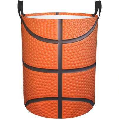 篮球和棒球主题洗衣篮兼玩具收纳箱——大容量可折叠防水衣物收纳箱，适用于卧室、浴室和儿童房；耐用可折叠洗衣篮，可收纳玩具、配件、床上用品和衣物；多功能装饰桶，适用于家居收纳和运动主题房间装饰。