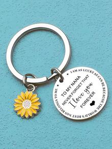 1pc "To My Nana" Keychain, Stainless Steel Engraved Gift For Grandmother, Mother's Day, Christmas, Family Gathering Halloween Accessories Teachers Day Gift Ideas Bag Accessories Lanyards With Id Holder Car Accessories Bag Charms - Multicolor - View 3