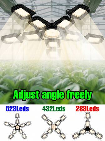 E27/E26 Full Spectrum LED Grow Plant Grow Light Red Blue 6/8/10 Foldable Fan Blades Adjustable Panels Deformable Indoor AC100-277V Grow Planting Fill Lamp UV IR Greenhouse Tent Hydroponic Growth Box Sunlight Vegetable Flower Bonsai Cultivation Lights Bulb Potting Moss Sapling Succulent Fruit Seeding Lighting 288/432/528Leds
