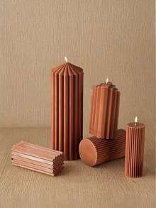 Brown Vertical Striped Tapered Cylindrical Scented Candle, European-Style Home Decor Foyer Accent, Wedding Favor Candle, Suitable For Rooms, Dining Tables And All Corners Of The Home, Ideal For Christmas Gatherings, Birthday Celebrations, Romantic Weddings And Elegant Dinners, Expressions Of Love On Valentine's Day, Heartfelt Anniversaries, And Gifts For Mothers.