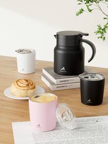 8oz Leak-Proof Insulated Milk/Coffee Cup - Stainless Steel Double Wall Insulated Milk/Coffee Cup, Suitable For Hot & Cold Drinks, Breakfast - Pink - View 6