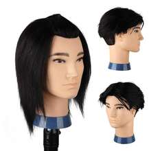 Mannequin Head Male With 100% Human Hair, Male Haircut Practicing Head With Thick Hair, Hairdresser Manikin Doll Head For Training Hair Styling - Multicolor - View 2