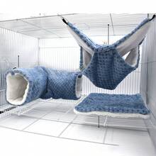 3pcs Plush Hamster Hammock Set Sugar Glider Hanging Cage Accessory Set Small Animal Hammock Passageway Mat Suitable For Guinea Pigs, Rats, Gerbils, Squirrels, Birds, Parrots - Multicolor - View 8