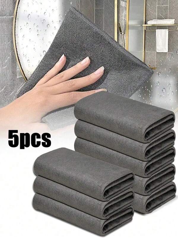 5 paños mágicos para limpiar sin dejar marcas, paño especial para limpiar espejos y objetos sin agua, toalla de vidrio gris (30*30cm)