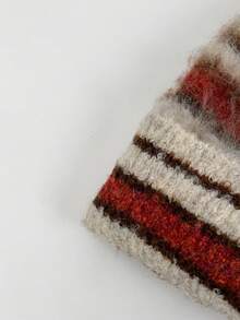 1pc Jacquard Knit Knitted Blend Warm Ear Protection Beanie Hat, Unisex Retro Streetwear Winter Ski Cap - Jacquard Rendering - View 8