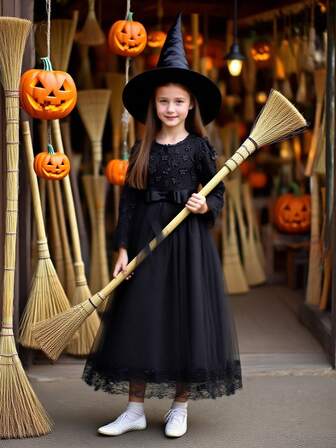 新款儿童公主裙，少女长袖碎花婚纱，长款薄纱蓬蓬裙