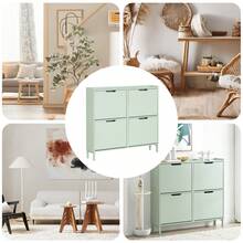 SoBuy 4 Flip-Drawers Shoe Cabinet Shoe Rack Shoe Storage Cupboard Organizer Unit Light Green W100 X D19 X H90cm FSR100-GR - Green - View 12
