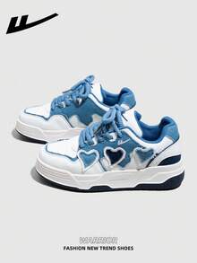 1 Pair WARRIOR Women's Thick Sole Lace-Up Soft Bottom Casual Shoes, Low-Top Outdoor Flat Shoes, Round Toe Low Heel Non-Slip Solid Color Elegant Soft Bottom Hiking Shoes, Suitable For Students, Graduation Photos, Flat Shoes, Low-Top Leather Sports Skateboard Shoes