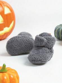 Halloween Pumpkins Newborn Infant Infant Girls Boys Warm Fleece Winter Booties First Walkers Slippers Shoes - Grey - View 8