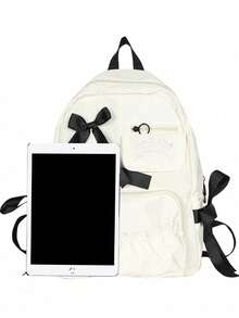 女士时尚背包 学校背包 书包 休闲背包 背包 便携节日大容量徒步旅行背包 周末旅行背包 大学背包 尼龙帆布时尚大背包 夏季周末包 学院风露营户外度假通勤学校高中初中大学休闲简约恶作剧礼物 个性化学生高中生大学生毕业生初中生中学生青少年女孩情人节 - 白色 - 查看 5