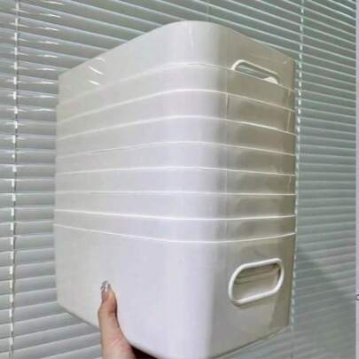 1/5/10/20 paquets de boîtes de rangement blanches classiques durables - Contenants empilables en plastique polyvalents et ouverts pour l'organisation de la maison, de la cuisine, de la salle de bain et du dortoir, paniers de rangement pour la maison pour le maquillage, les collations, les fournitures de bureau, la rentrée scolaire, les fournitures scolaires, le premier jour d'école