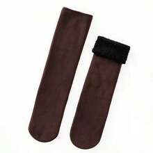 1 Paar kältebeständige Plüsch-Bodensocken mit mittlerem Schlauch für Herbst und Winter mit gerippten Bündchen, einfarbiger, warmer Stoff, geeignet für Socken im verschneiten Winter