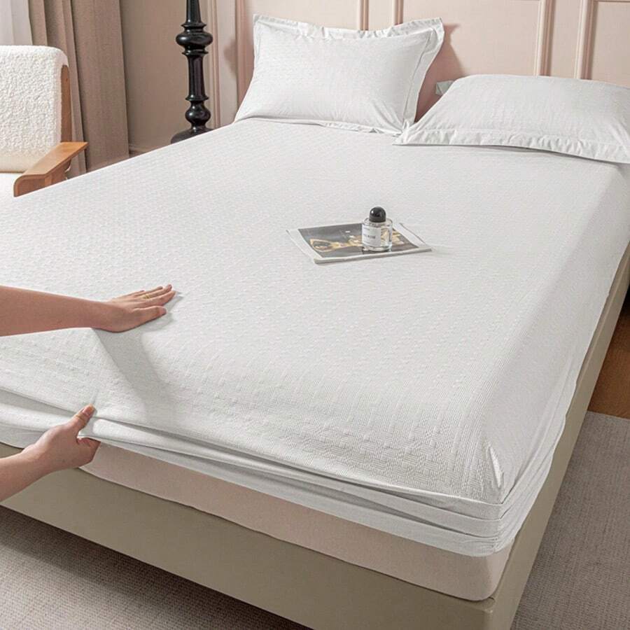 1 husă de protecție pentru saltea, prietenoasă cu pielea, cu design în carouri în relief, cu buzunar adânc, pentru utilizare în toate anotimpurile, moale și respirabilă, lavabilă la mașină, potrivită pentru dormitor, hotel, cadou pentru casă de vacanță