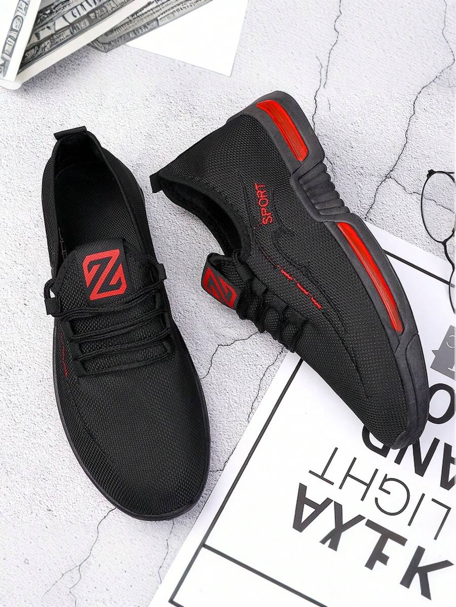 男士透气网眼运动鞋，低帮系带户外步行鞋情人节创意