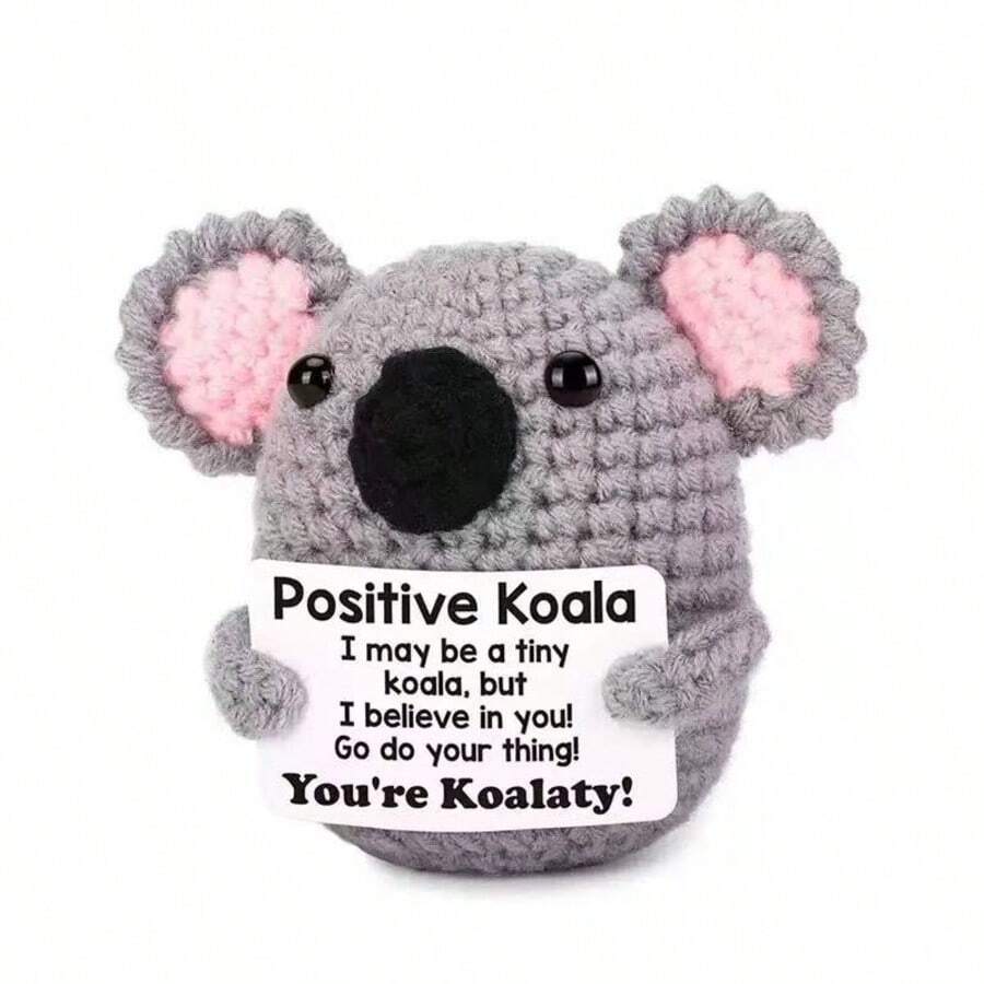 1 件手工编织积极钩针考拉腰带鼓励卡装饰物，适合男士和女士的礼物。送给男士、女士、朋友、女儿、节日礼物、生日礼物。母亲节礼物、教师感谢礼物、父亲节礼物 - 彩色 - 查看 1