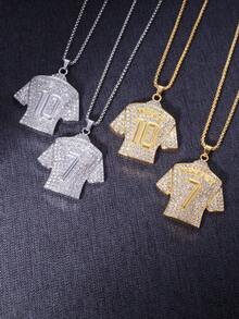 1 Pc Of Creative Sports Wind No. 7 Full Diamond Jersey Pendant Necklace