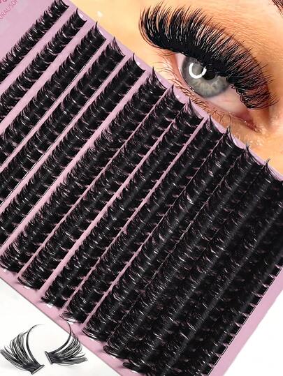 280Pcs 80D Fake Eyelashes D Curling Lashes Cluster DIY Thick Individual Eyelash Extensions 8-16mm Dense Volume Cluster Lashes Makeup Tools