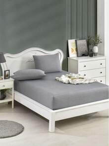 Fitted Sheet And Pillowcase Set – 90x200 / 100x200 / 120x200 / 160x200 / 180x200 + 50x70 Cm – 60% Cotton 40% Polyester – Made In Turkey - Dark Grey - View 2