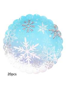 10pcs/20pcs/50pcs Frozen Snowflake Party Supplies Snowflake Scalloped Paper Plates 7"Snowflake Floral Shaped Plates Snack Cake Plates Chrisstma Plates For Winter Snowflake Theme Wonderland Holiday Xmas Snowflake Birthday Party Decor - Multicolor - View 12