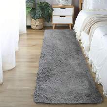 豪华人造毛皮加厚床边长地毯 - 柔软、厚实、耐用，底部防滑，适用于卧室和客厅装饰、客厅地毯