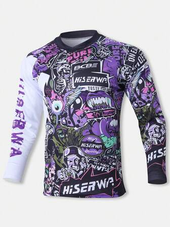 HISERWA 2025款山地自行车运动服 赛车服 MTB BMX ATV 速降摩托车 DH 越野摩托车T恤 男士健身T恤 长袖T恤 速干透气T恤