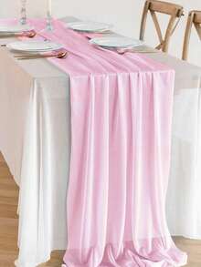 Bộ 1/5 khăn trải bàn voan màu hồng nhạt, vải voan tự may, đa năng dùng trang trí phòng tiệc cưới, khăn trải bàn trong suốt, trang trí sinh nhật, trang trí lễ cưới lãng mạn, khăn trải bàn. - Hồng - Xem 7
