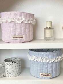 1 chiếc giỏ đựng đồ để bàn thanh lịch, giỏ đựng đồ tròn không nắp, giỏ đựng mỹ phẩm trang trí viền ren, giỏ hình trái tim, giỏ đựng đồ trang điểm kiểu dáng tươi mới, hộp đựng đồ nhỏ để bàn. - Nhiều màu - Xem 9