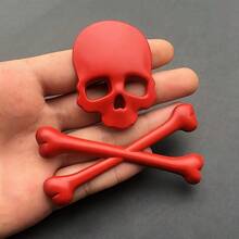 3D Metal Skull Badge Stickers For Cars And Motorcycles, Suitable For Fenders And Hoods, Compatible With Bicycles, Cruisers, Pop Bikes, And Cutters - màu đen - Xem 4