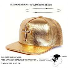 1Piece Men PU Leather Cross Hip Hop Hat Outdoor Adjustable Sunscreen Leisure Hat Spring Autumn Travel Tourism Beach Vacation - 彩色 - 查看 2