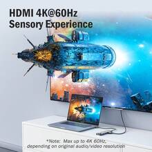 Lemorele TC44 USB-C 6-In-1 Multifunctional Docking Station, Suitable For Display Devices Such As TVs, Monitors, Projectors, Etc. With HDMI Interface. Support The Extension Of Functions For Devices Such As Type C Interface Phones And Computers. Supports Windows/ Systems.