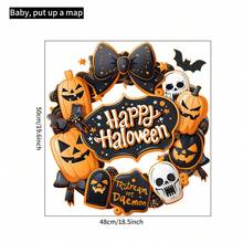 Halloween Wall Sticker, Pumpkin Wreath Window Cling Home Decor For Living Room Bedroom - Orange - View 7
