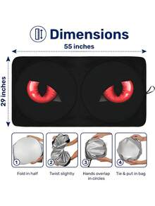 1 件可折叠汽车挡风玻璃遮阳板，遮阳板，阻挡紫外线，保持车辆凉爽，适合轿车、SUV、卡车 - 紅色的眼睛 - 查看 4