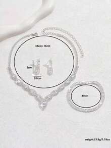 1套时尚首饰，包括项链、耳环、手链，适合女性日常佩戴、婚礼、派对等。 - 白色 - 查看 5