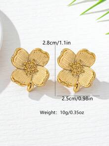 1 对时尚、优雅、迷人的四叶花瓣耳钉，适合女性日常佩戴 - 金色 - 查看 4