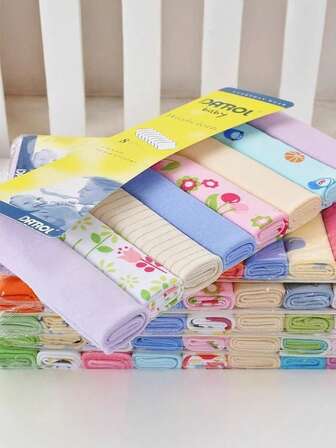 8pcs Baby Soft Towels, Baby Bath Towels, Children's Bathing & Feeding Wet Wipes - Towel Colors Randomly Assorted (Note: Some Styles Are Not Shown In The Image)