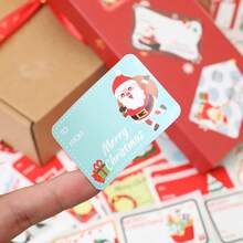 50 Sheets Festive Christmas Gift Tags - Self-Adhesive Holiday Labels With Santa, Reindeer, Snowmen & Holiday Designs, Red & White Paper Tags For Christmas Presents, Christmas Gift Tags