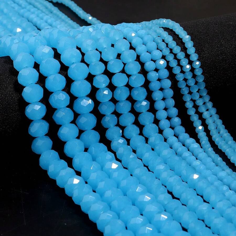 1 件蓝玉刻面算盘水晶扁珠隔珠，时尚百搭手工 DIY 串珠用品，适合制作手链、项链、珠宝、时尚珠宝、手机链、钥匙扣、批发珠子