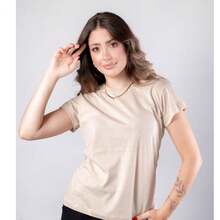 Kit 2 Women's Blouses Baby Look Basic T-Shirt 100% Premium Cotton Plain T-Shirt Traditional High Summer - 粉紅柿子 - 查看 3