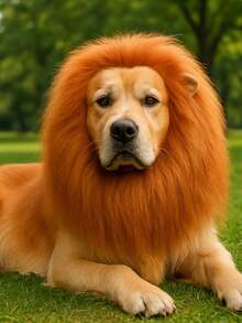 Lion's Mane Dog Wig Pet Costume - 駝色 - 查看 7