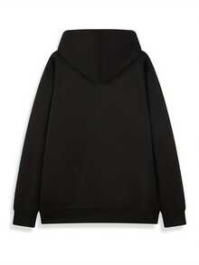 Captain For MORGAN Men'S Hoodie - Casual Long Sleeve Sweatshirt With Cartoon Design, Polyester, Machine Washable, All-Season Comfort Fit, Casual Wear Hoodie | Cartoon Print Hoodie | Machine Washable Top - 黑色 - 查看 3