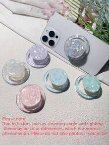 Soporte magnético para teléfono con patrón de concha de colores, pegatina de soporte de teléfono con textura de concha brillante, diseño creativo